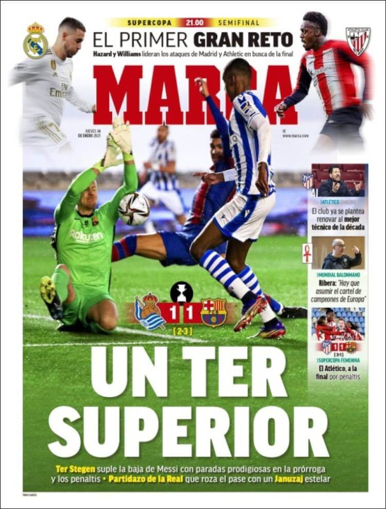 Portadas Diarios Deportivos Jueves 14/1/2021 Portadas Diarios Deportivos Jueves 14/1/2021