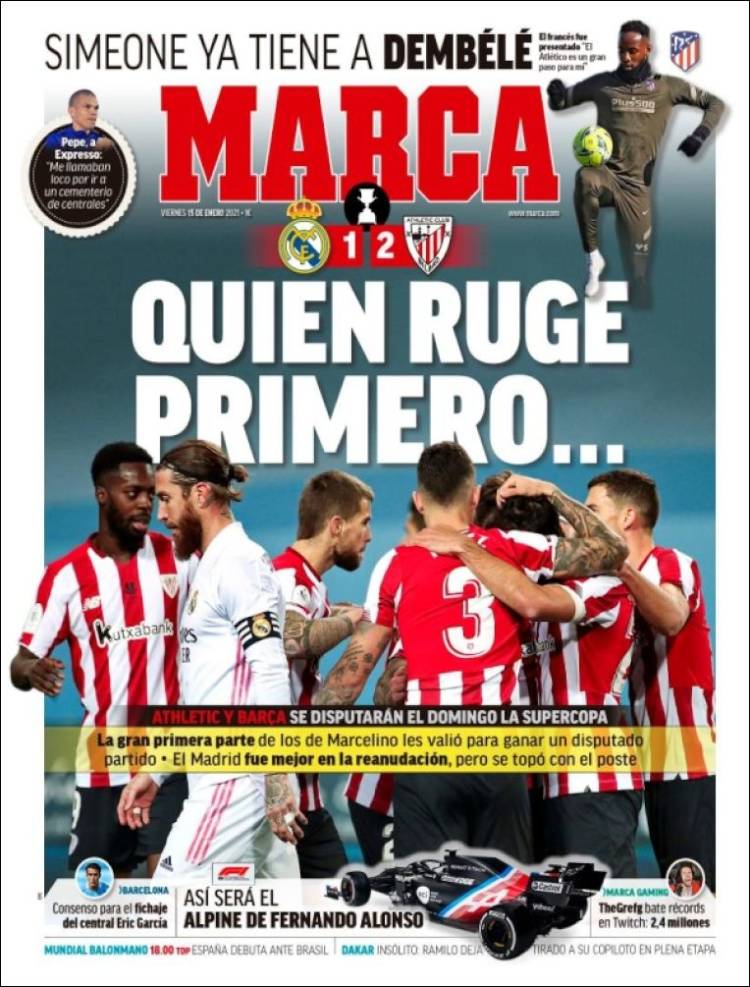 Portadas Diarios Deportivos Viernes 15/1/2021