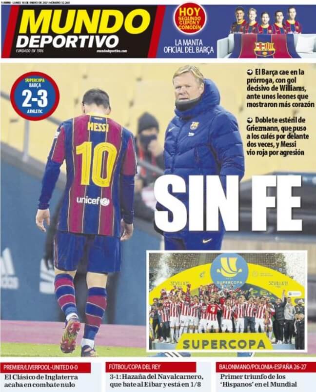 Portadas Diarios Deportivos Lunes 18/1/2021