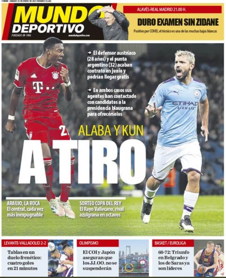 Portadas Diarios Deportivos Sábado 23/1/2021 Portadas Diarios Deportivos Sábado 23/1/2021