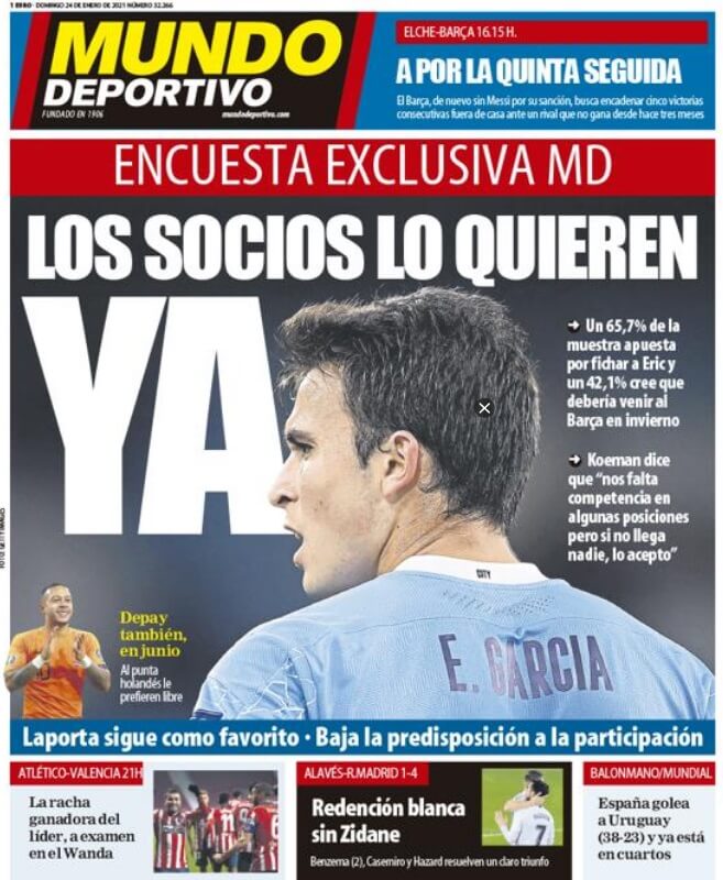 Portadas Diarios Deportivos Domingo 24/1/2021