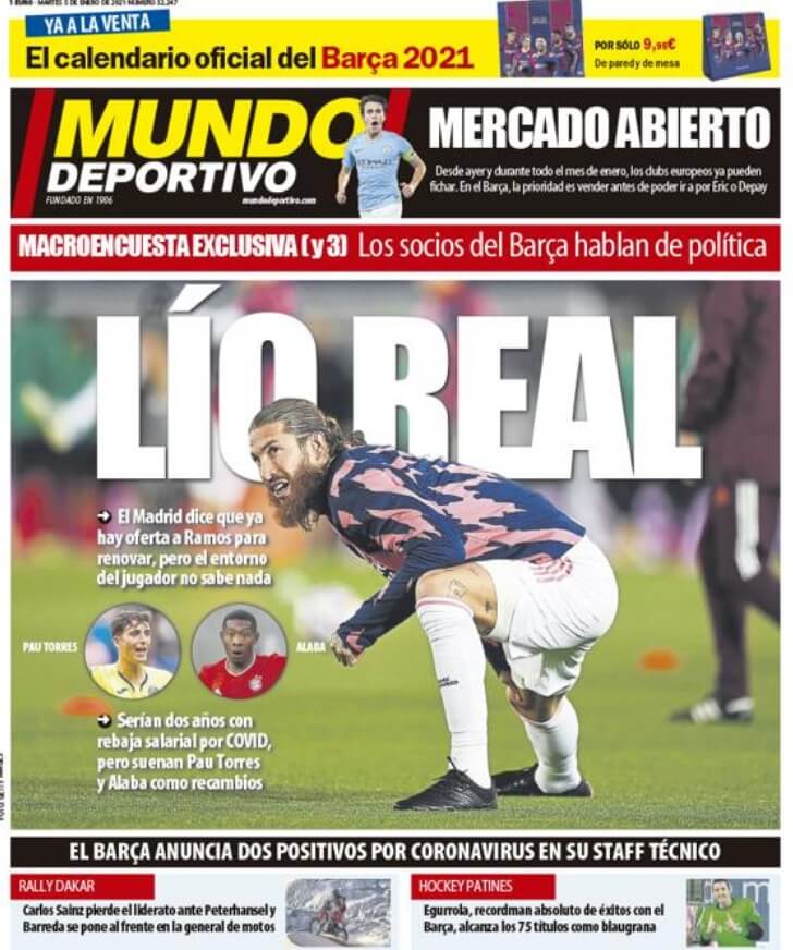 Portadas Diarios Deportivos Martes 5/1/2021