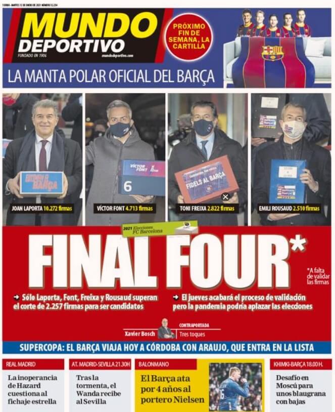 Portadas Diarios Deportivos Martes 12/1/2021 Portadas Diarios Deportivos Martes 12/1/2021