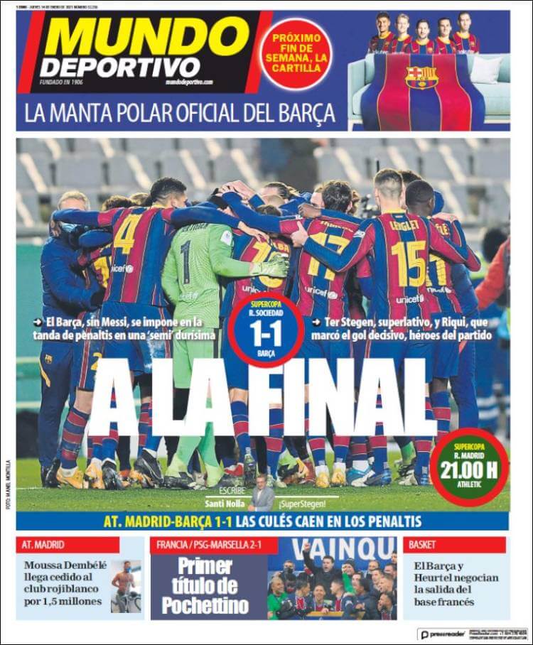 Portadas Diarios Deportivos Jueves 14/1/2021 Portadas Diarios Deportivos Jueves 14/1/2021