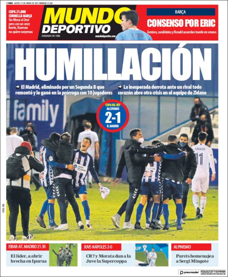 Portadas Diarios Deportivos Jueves 21/1/2021 Portadas Diarios Deportivos Jueves 21/1/2021