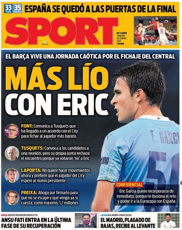 Portadas Diarios Deportivos Sábado 30/1/2021 Portadas Diarios Deportivos Sábado 30/1/2021