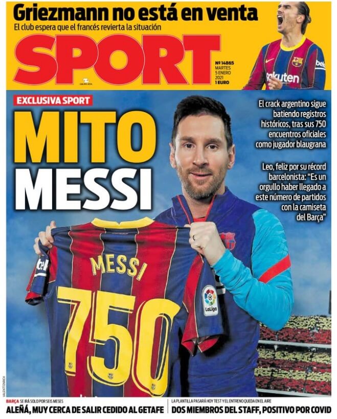 Portadas Diarios Deportivos Martes 5/1/2021