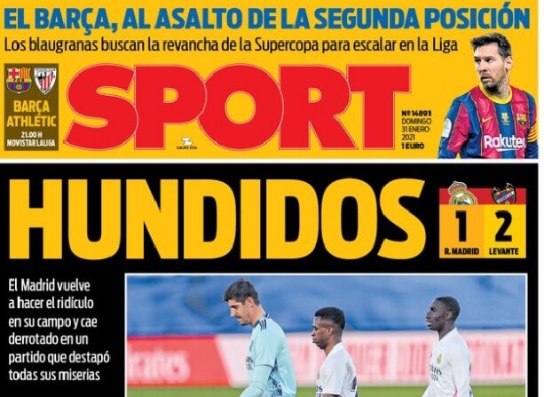 Portadas Diarios Deportivos Domingo 31/1/2021 Portadas Diarios Deportivos Domingo 31/1/2021