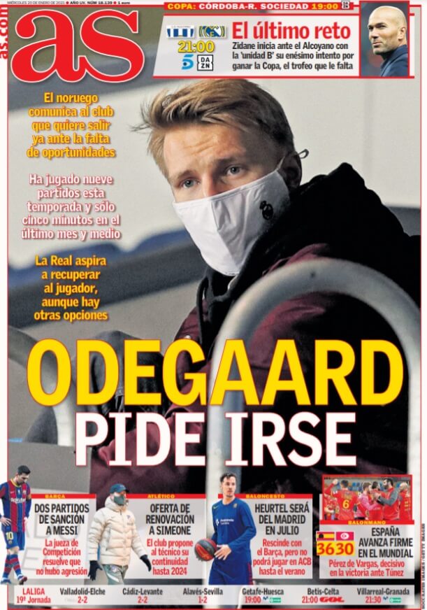 Portadas Diarios Deportivos Miércoles 20/1/2021 Portadas Diarios Deportivos Miércoles 20/1/2021