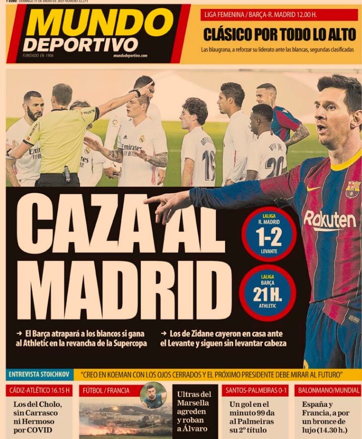 Portadas Diarios Deportivos Domingo 31/1/2021 Portadas Diarios Deportivos Domingo 31/1/2021