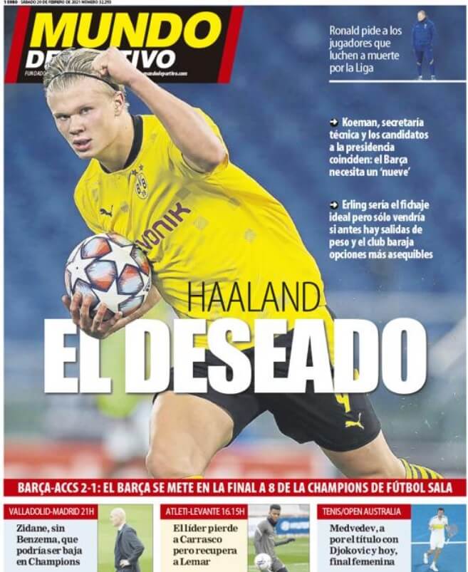 Portadas Diarios Deportivos Sábado 20/2/2021 Portadas Diarios Deportivos Sábado 20/2/2021