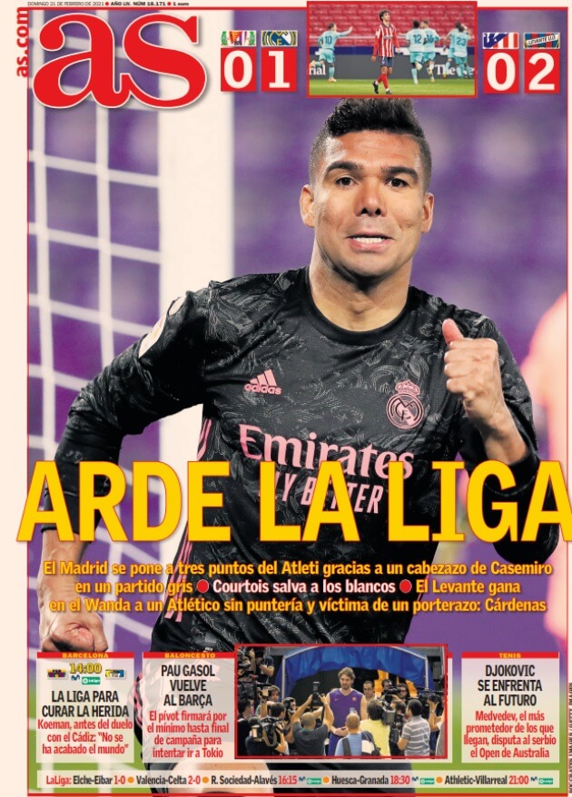 Portadas Diarios Deportivos Domingo 21/2/2021 Portadas Diarios Deportivos Domingo 21/2/2021