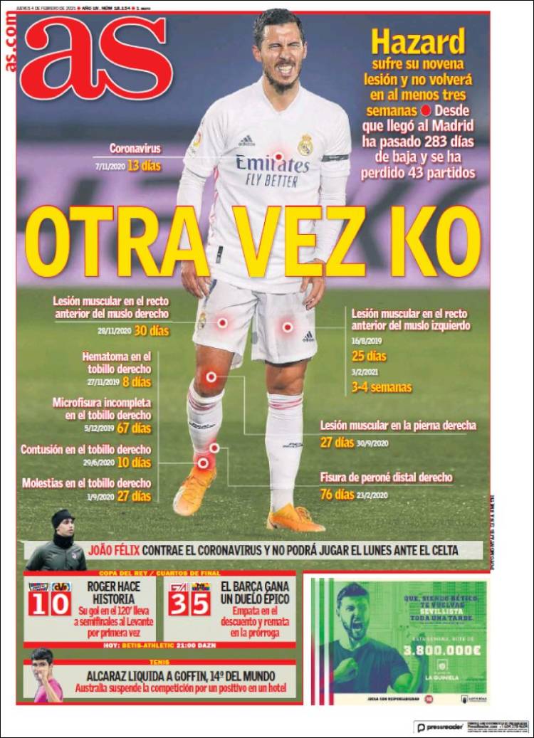 Portadas Diarios Deportivos Jueves 4/2/2021