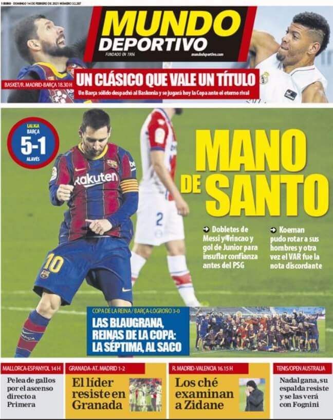 Portadas Diarios Deportivos Domingo 14/2/2021