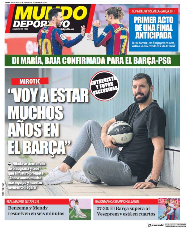 Portadas Diarios Deportivos Miércoles 10/2/2021