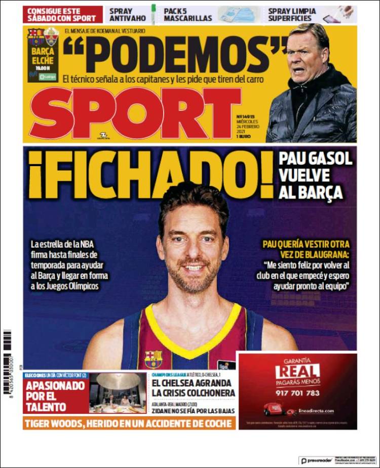 Portadas Diarios Deportivos Miércoles 24/2/2021