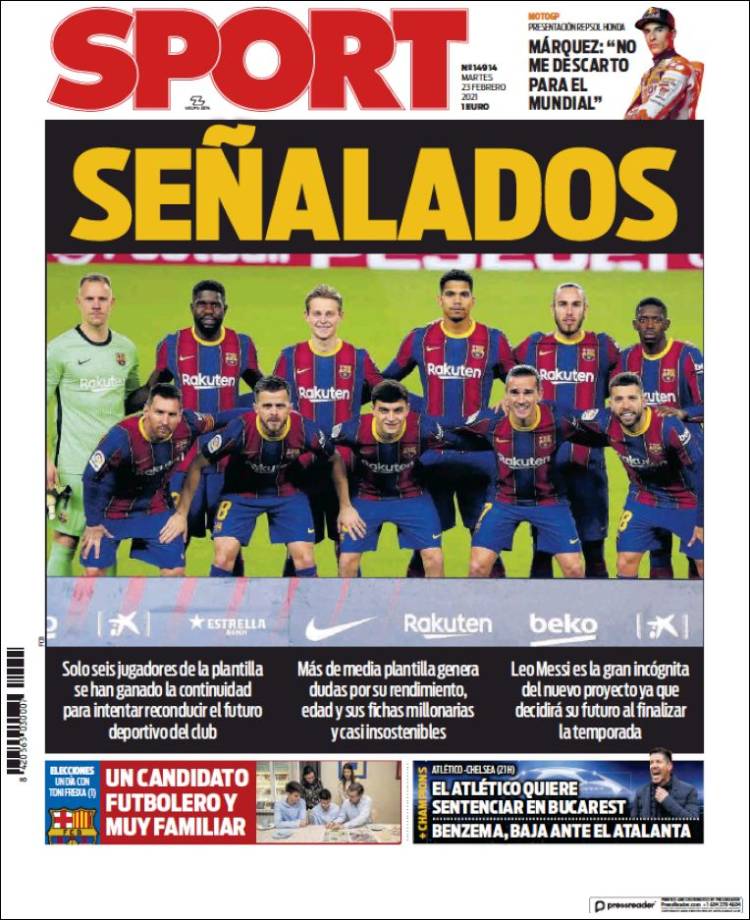 Portadas Diarios Deportivos Martes 23/2/2021 Portadas Diarios Deportivos Martes 23/2/2021