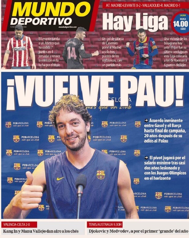 Portadas Diarios Deportivos Domingo 21/2/2021 Portadas Diarios Deportivos Domingo 21/2/2021