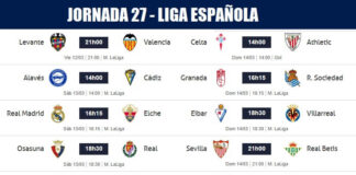 Partidos Jornada 27 Liga Española 2021 | Horarios y Clasificación Partidos Jornada 27 Liga Española 2021