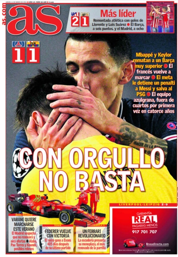 Portadas Diarios Deportivos Jueves 11/3/2021 Portadas Diarios Deportivos Jueves 11/3/2021