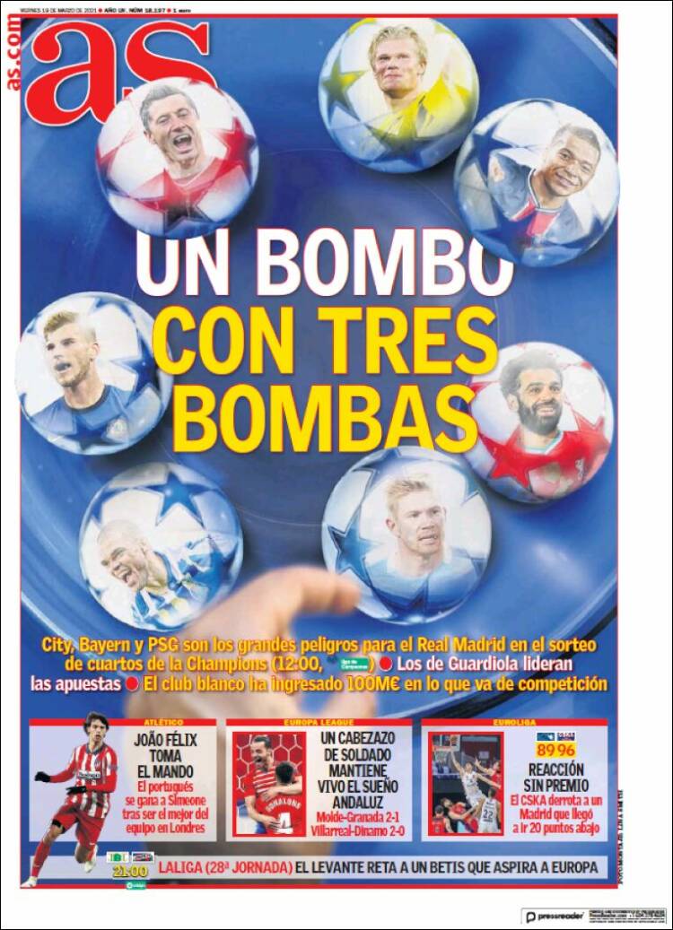 Portadas Diarios Deportivos Viernes 19/3/2021