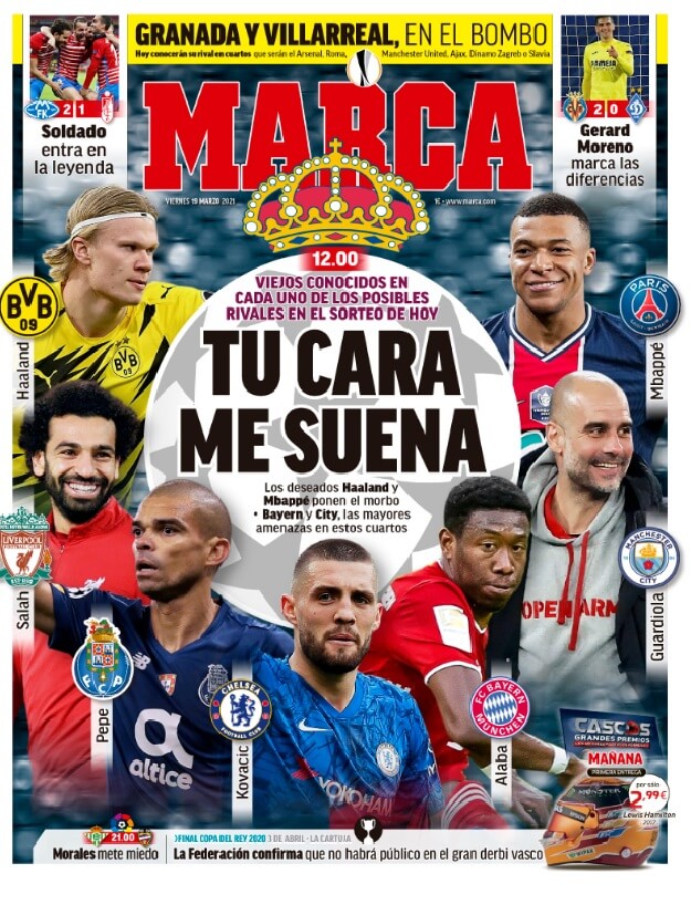 Portadas Diarios Deportivos Viernes 19/3/2021 Portadas Diarios Deportivos Viernes 19/3/2021