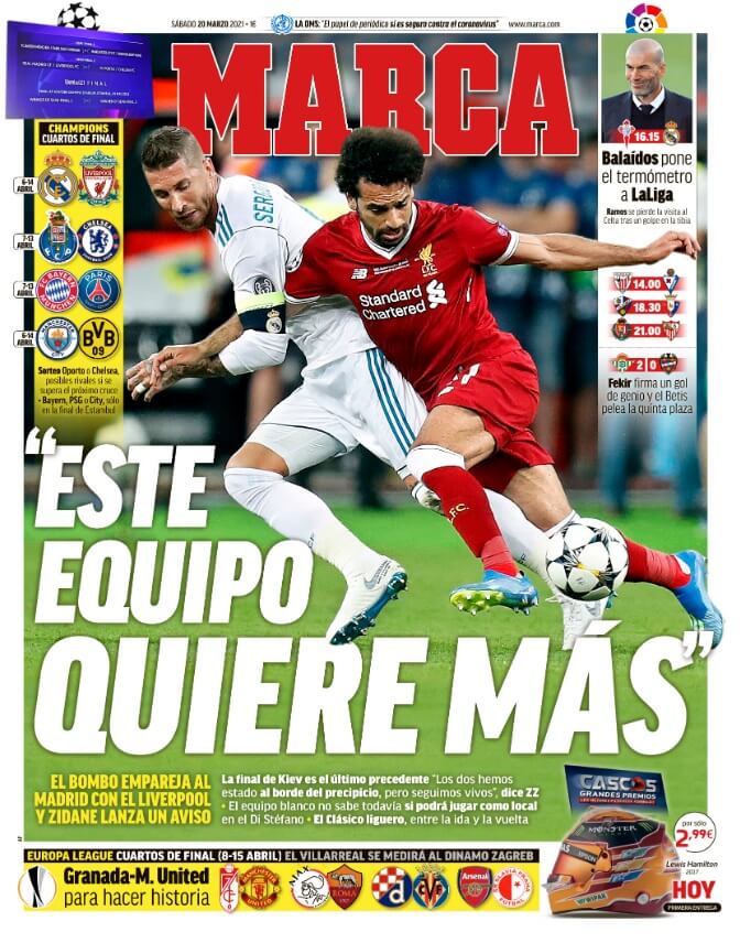 Portadas Diarios Deportivos Sábado 20/3/2021