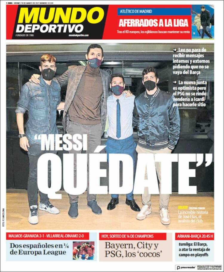 Portadas Diarios Deportivos Viernes 19/3/2021 Portadas Diarios Deportivos Viernes 19/3/2021