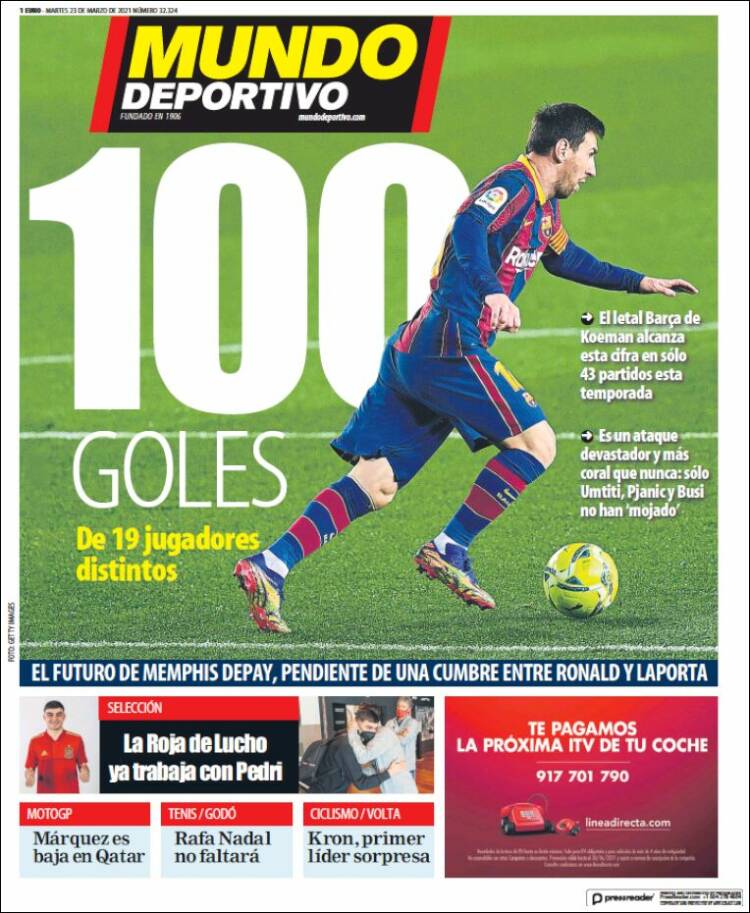 Portadas Diarios Deportivos Martes 23/3/2021 Portadas Diarios Deportivos Martes 23/3/2021