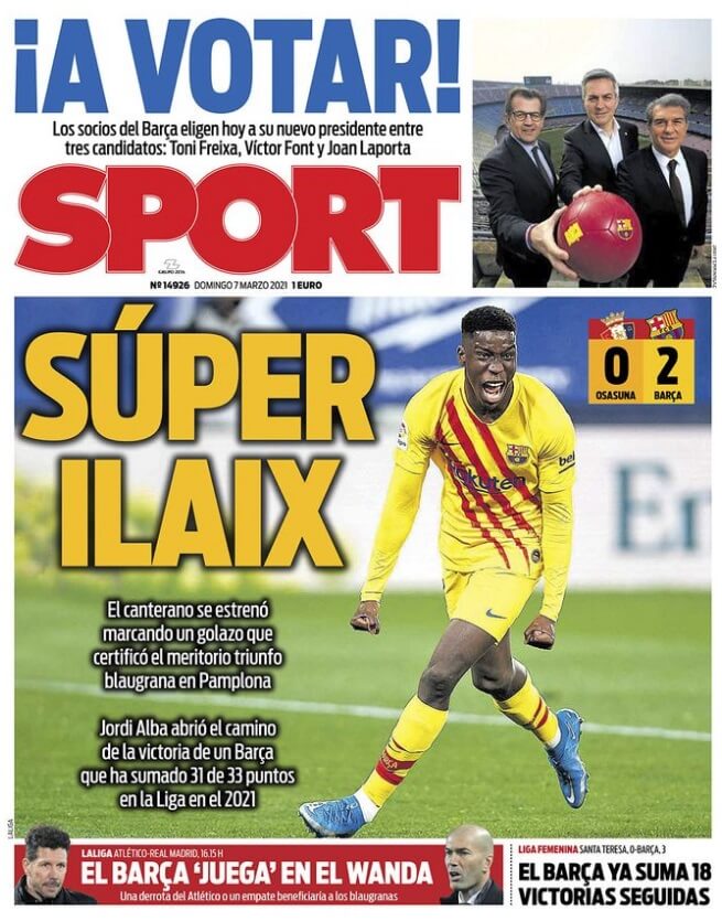 Portadas Diarios Deportivos Domingo 7/3/2021