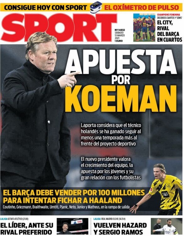 Portadas Diarios Deportivos Sábado 13/3/2021