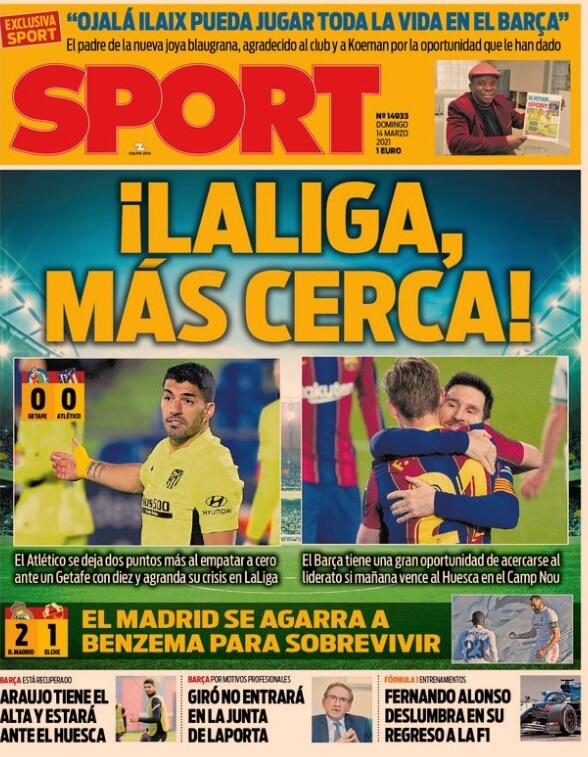 Portadas Diarios Deportivos Domingo 14/3/2021 Portadas Diarios Deportivos Domingo 14/3/2021