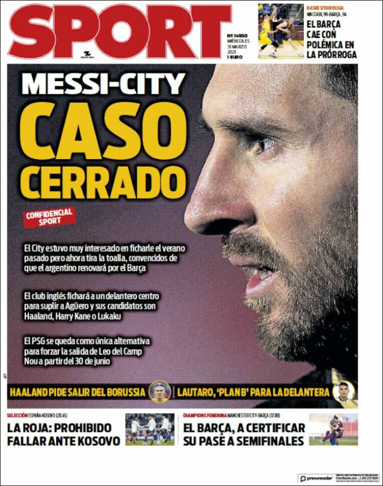 Portadas Diarios Deportivos Miércoles 31/3/2021 Portadas Diarios Deportivos Miércoles 31/3/2021