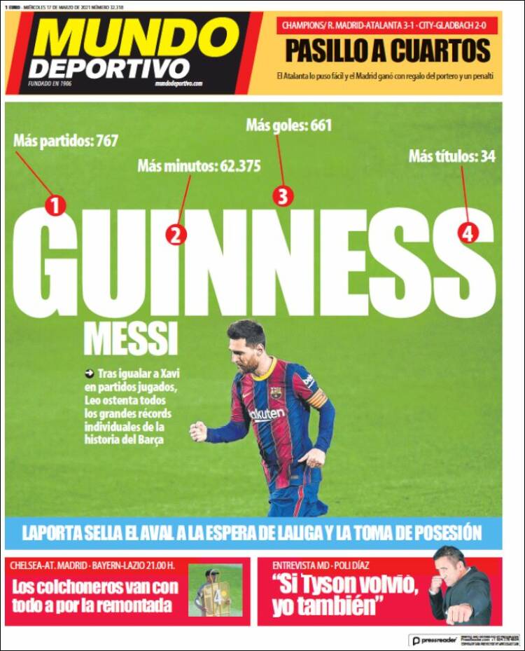 Portadas Diarios Deportivos Miércoles 17/3/2021 Portadas Diarios Deportivos Miércoles 17/3/2021