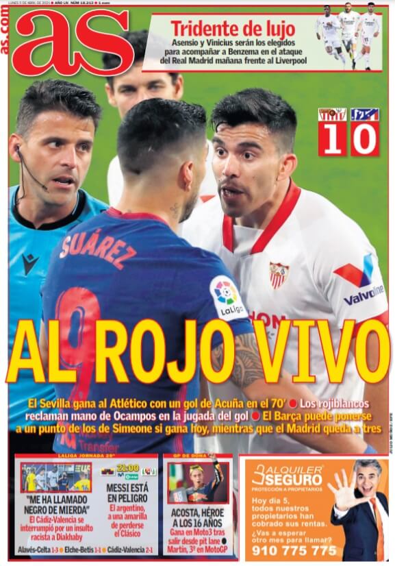 Portadas Diarios Deportivos Lunes 5/4/2021