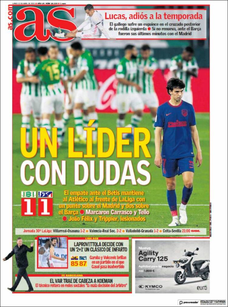 Portadas Diarios Deportivos Lunes 12/4/2021