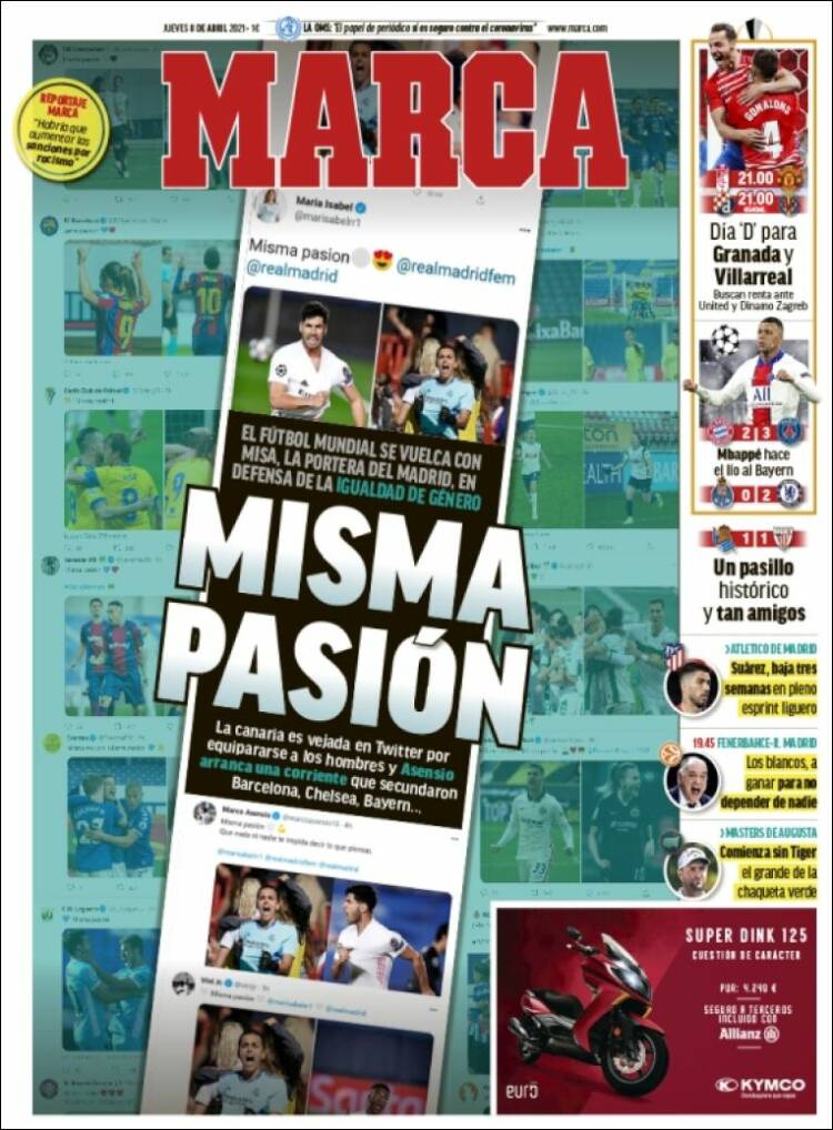 Portadas Diarios Deportivos Jueves 8/4/2021 Portadas Diarios Deportivos Jueves 8/4/2021