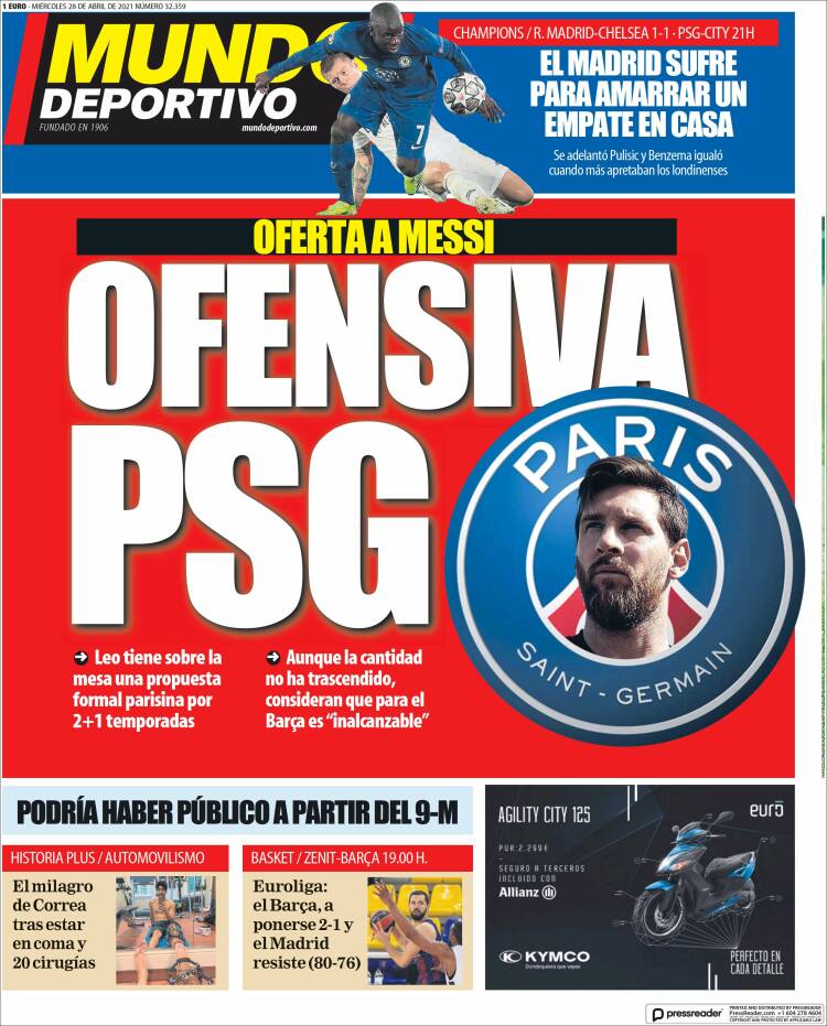 Portadas Diarios Deportivos Miércoles 28/4/2021 Portadas Diarios Deportivos Miércoles 28/4/2021
