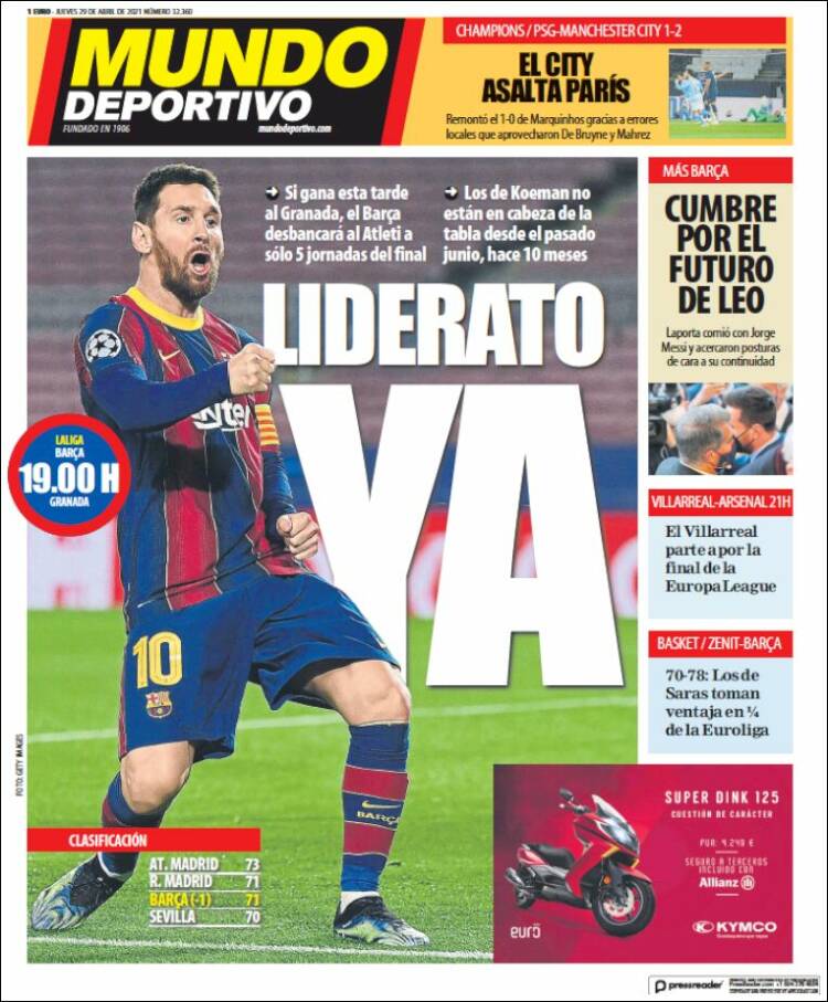Portadas Diarios Deportivos Jueves 29/4/2021 Portadas Diarios Deportivos Jueves 29/4/2021