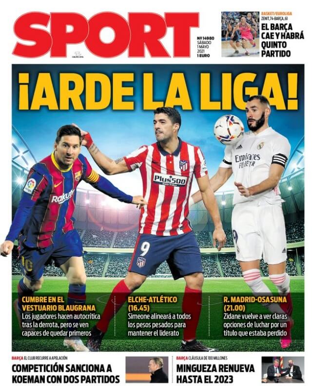 Portadas Diarios Deportivos Sábado 1/5/2021 