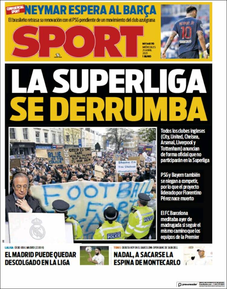 Portadas Diarios Deportivos Miércoles 21/4/2021 Portadas Diarios Deportivos Miércoles 21/4/2021