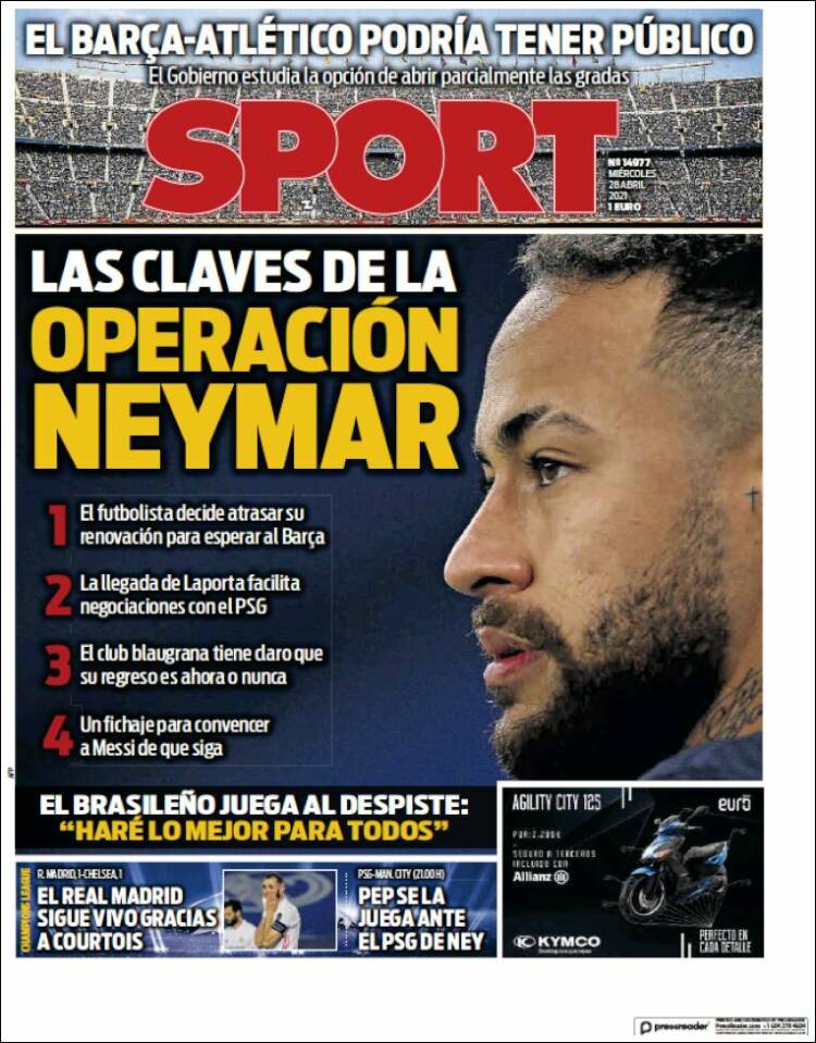 Portadas Diarios Deportivos Miércoles 28/4/2021 Portadas Diarios Deportivos Miércoles 28/4/2021