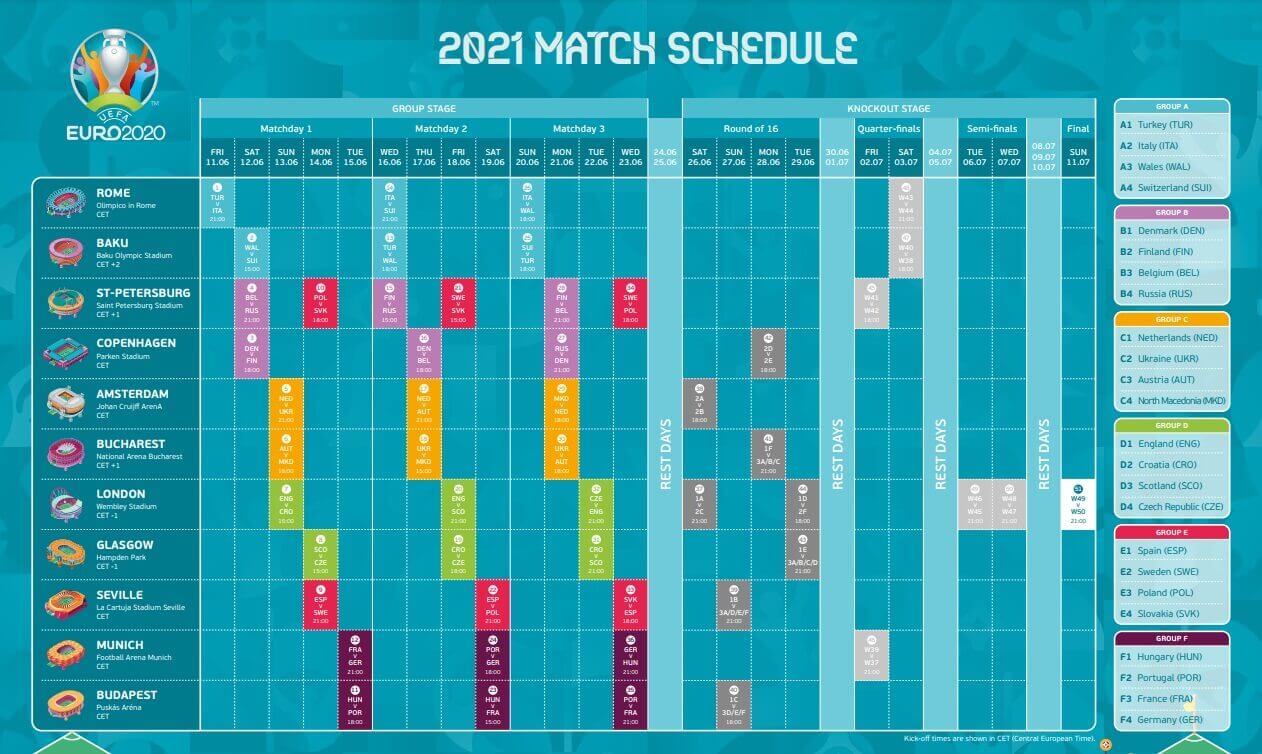 Calendario Eurocopa 2021 PDF - Fixture de Partidos Calendario Eurocopa 2021 PDF - Fixture de Partidos