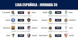 Partidos Jornada 35 Liga Española 2021 | Horarios y Clasificación Partidos Jornada 35 Liga Española 2021