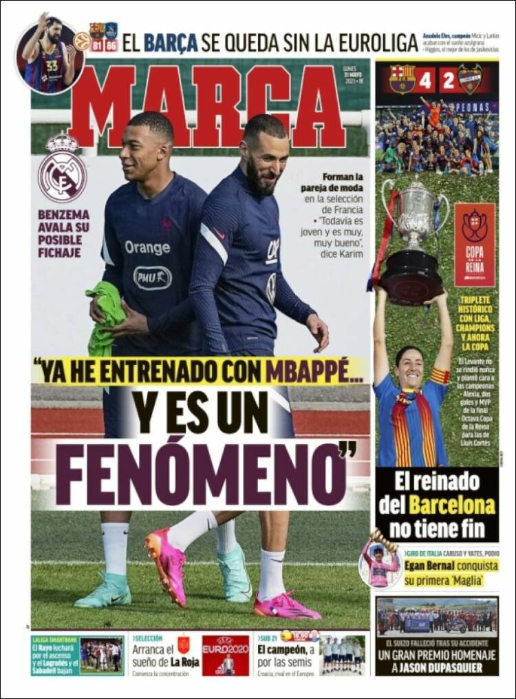 Portadas Diarios Deportivos Lunes 31/5/2021 Portadas Diarios Deportivos Lunes 31/5/2021