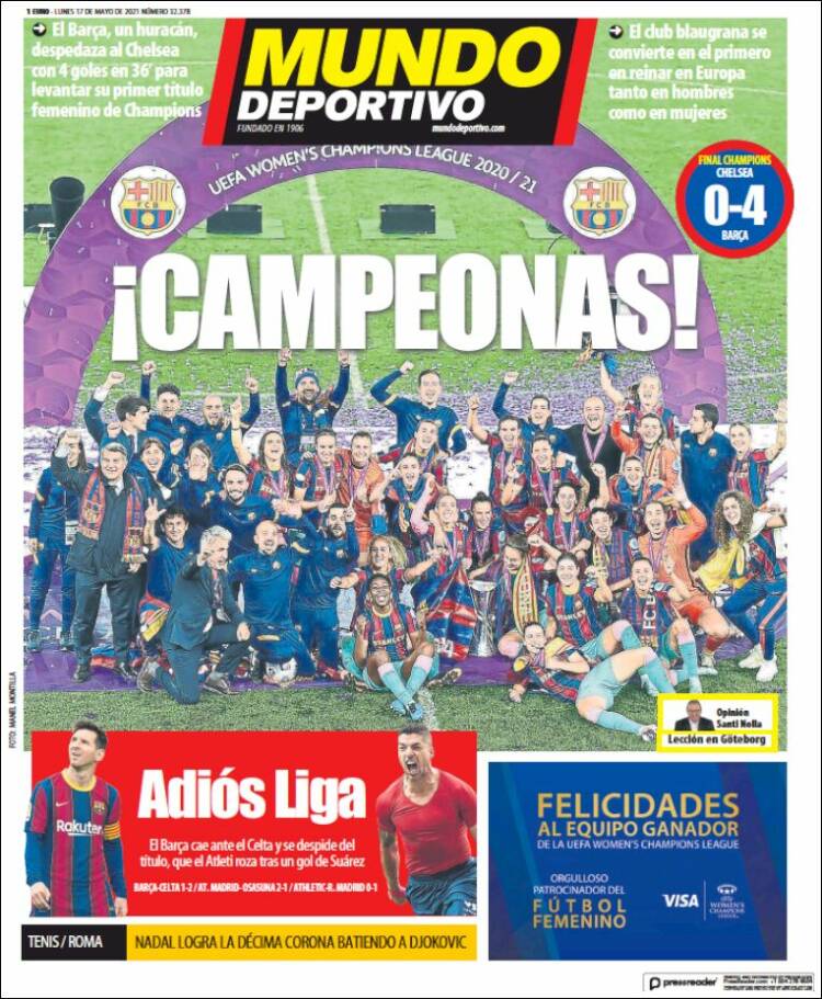Portadas Diarios Deportivos Lunes 17/5/2021