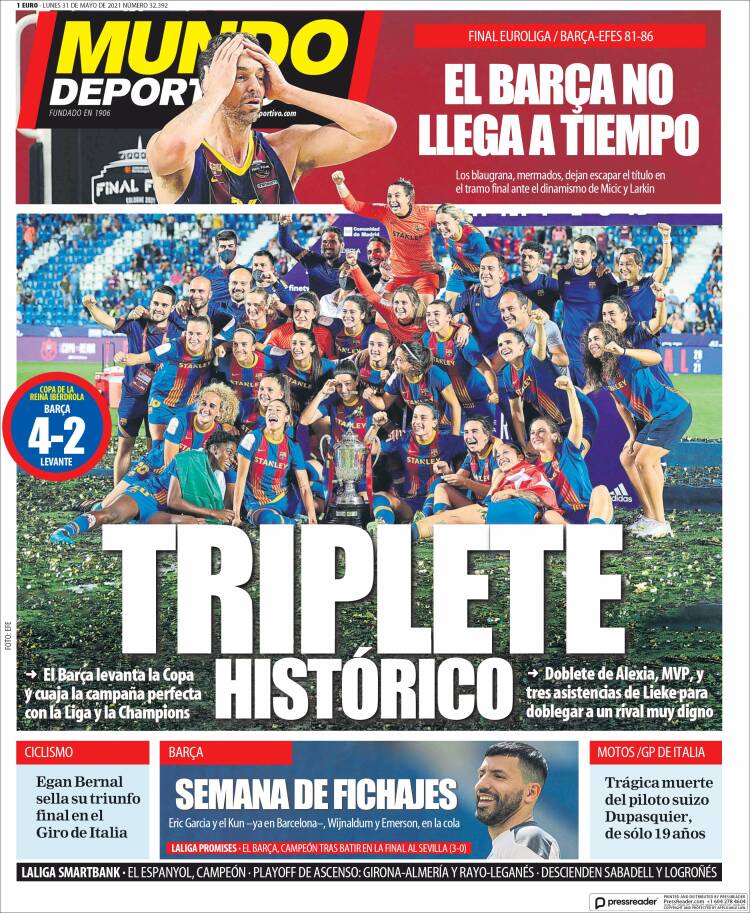 Portadas Diarios Deportivos Lunes 31/5/2021 Portadas Diarios Deportivos Lunes 31/5/2021