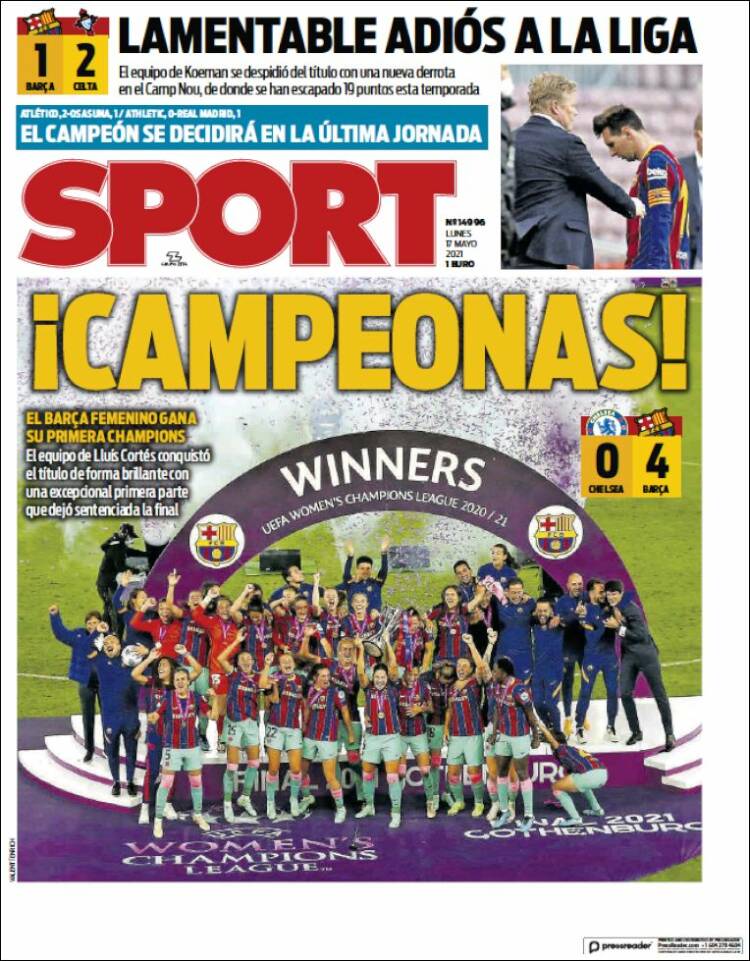Portadas Diarios Deportivos Lunes 17/5/2021