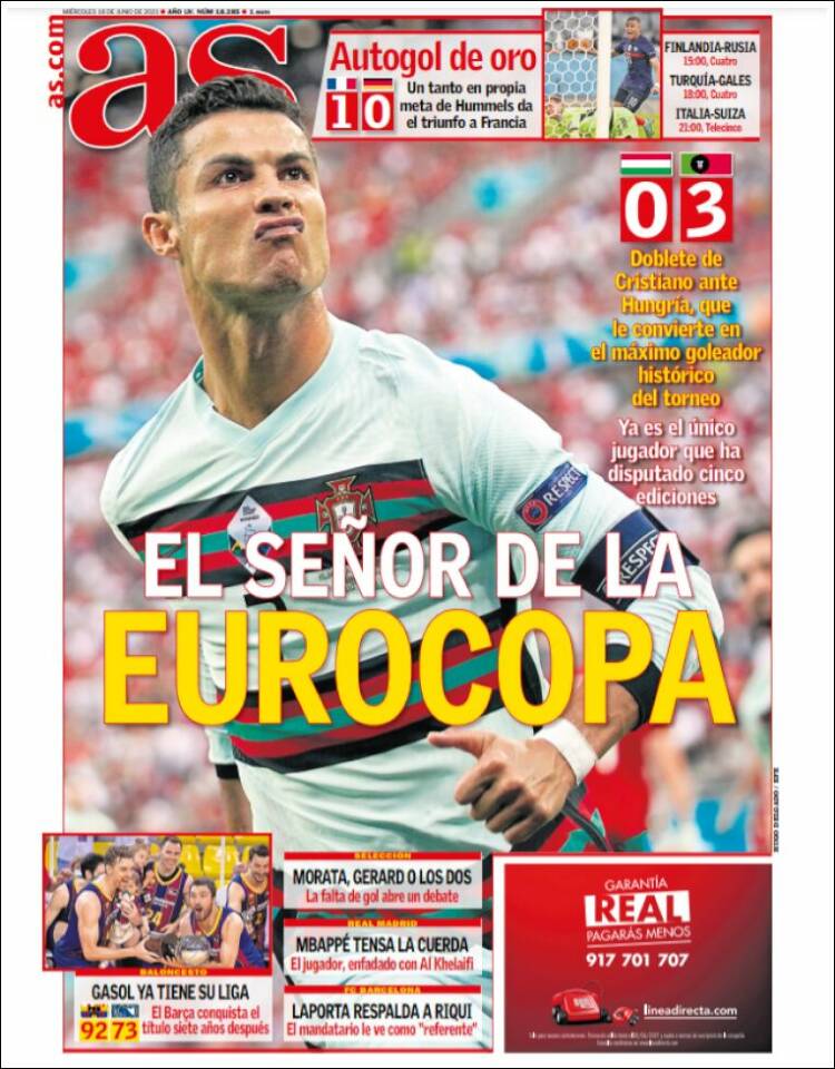 Portadas Diarios Deportivos Miércoles 16/6/2021