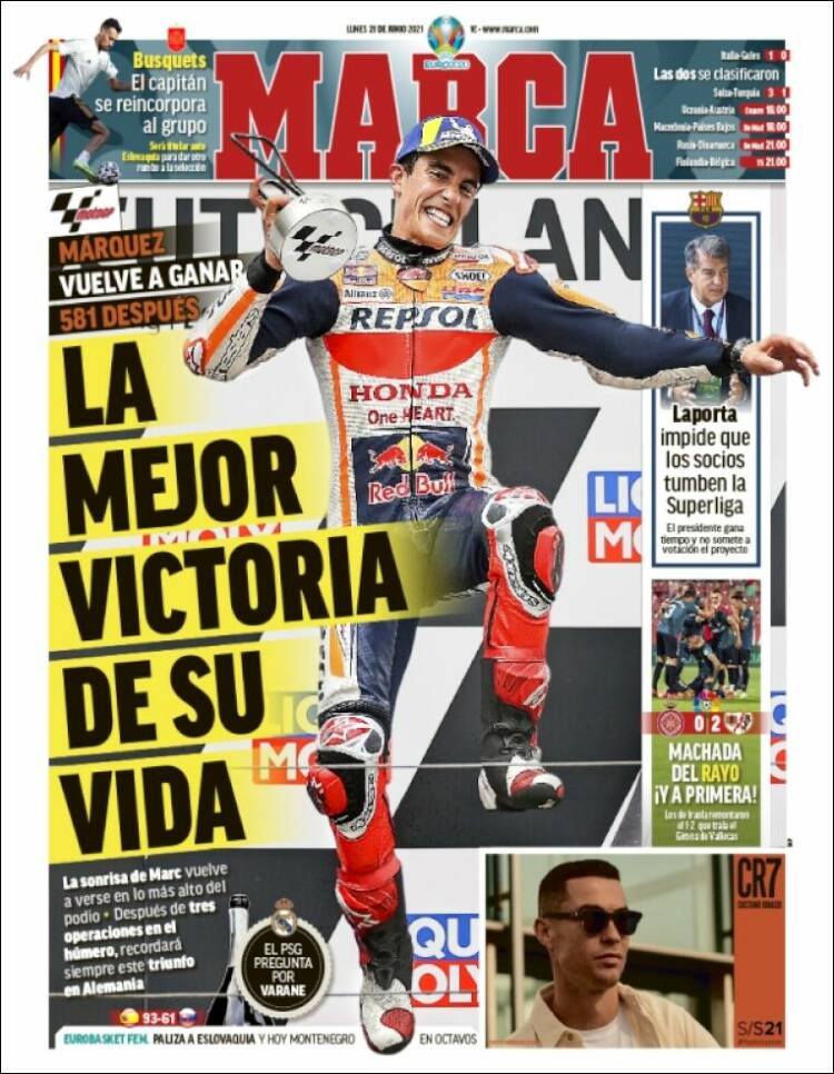 Portadas Diarios Deportivos Lunes 21/6/2021 Portadas Diarios Deportivos Lunes 21/6/2021
